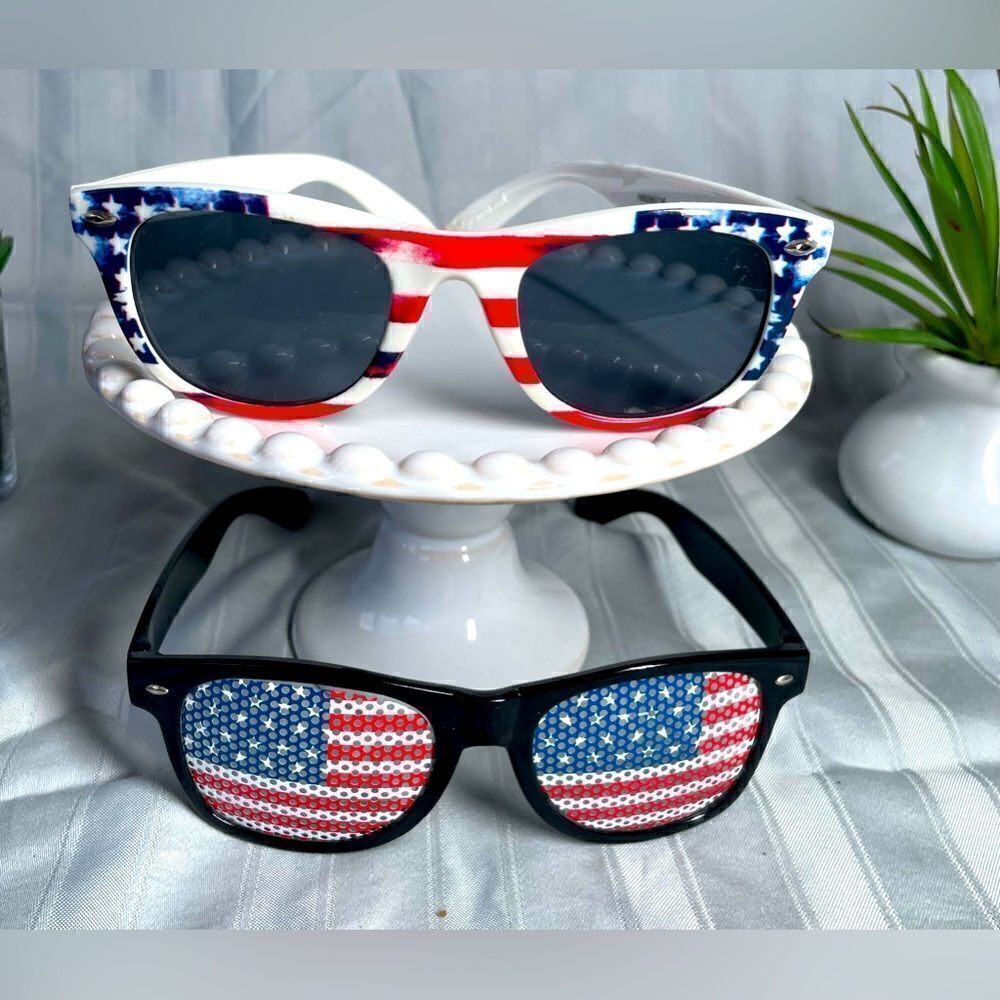 🔥❤️🔥 2 Pair Patriotic Sunglasses Bundle USA Novelty American Theme NWOT